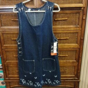 Denim Dress with Embroidered Details